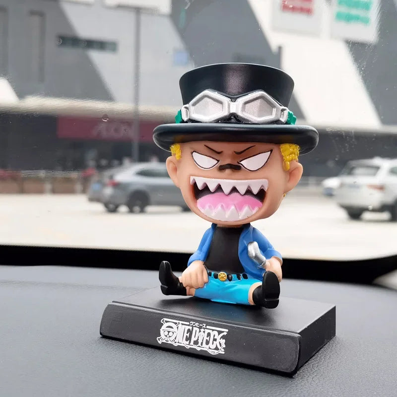 One Piece Luffy Zoro Sanji Bobblehead Toys Anime Figure Q Ver. Chopper PVC Car Decoration Collectible Handmade Model Xmas Gifts