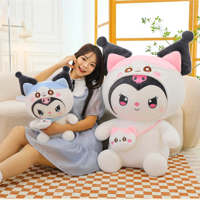 New 100cm Big Size Sanrio Kawaii Kuromi Stuffed Plush Toy Sleeping Pillow Cartoon Plush Toy Doll Children's Companion Gift