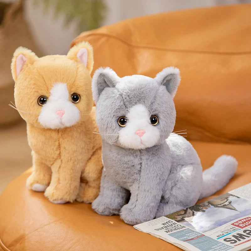 Simulation Plush Cartoon Cats Sitting Cute Animal Toy Grey Yellow Black White Colors Kitten Doll Boys Girls Gift