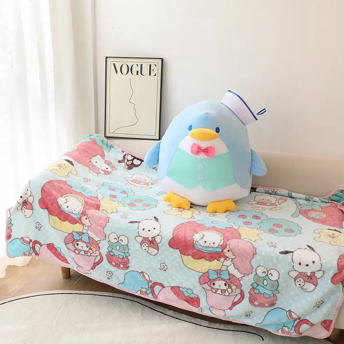 Kawaii Tuxedo Sam Plush Toy Sanrio Japanese Style Stuffed Penguin Doll Comfortable Plushies Throw Pillow Blanket Sofa Xmas Gifts