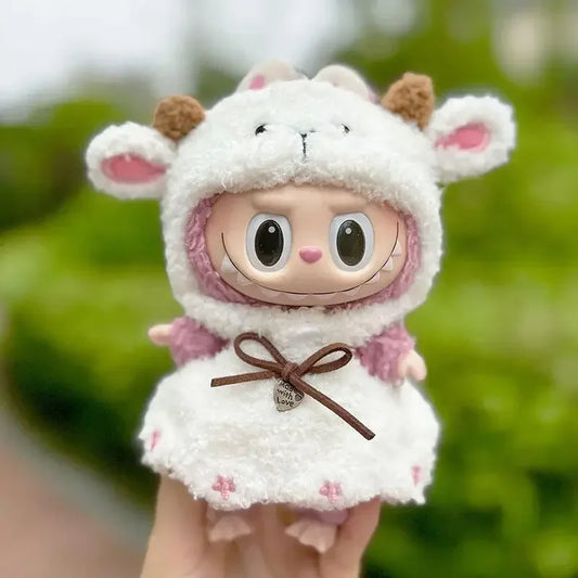 clothes only for 17cm labubu Clothing Accessories Doll Little Sheep Overalls set