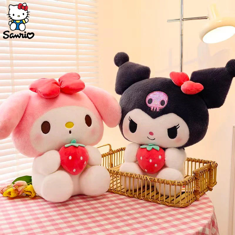 Kawaii Sanrio Plush Toys Dolls Cartoon Kuromi My Melody Strawberry Series Plushies Figure Children Cute Doll Birthday Gifts