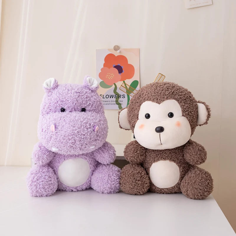 23/35cm Plush Animal Hippo Monkey Plush Toys Huggable Pillow BabyAppease Doll Birthday Gift Creative Cartoon Lifelike