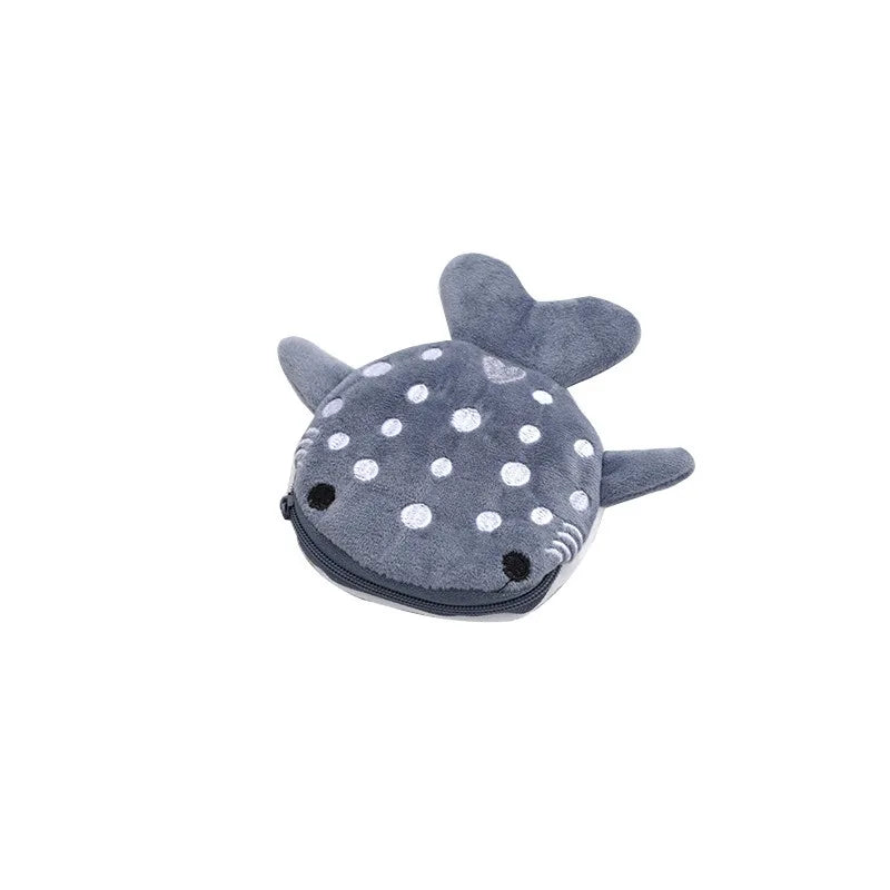 New Cartoon Shark Plush Coin Purse, Cute Pendant, Data Cable Bag, Zipper Bag