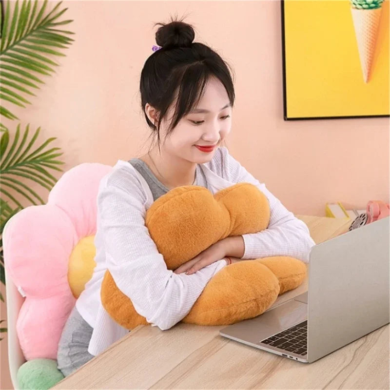 Winter Kawaii Colorful Flower Plush Pillow Soft Nap Office Classroom Chair Cushion Couch Pillow Bedroom