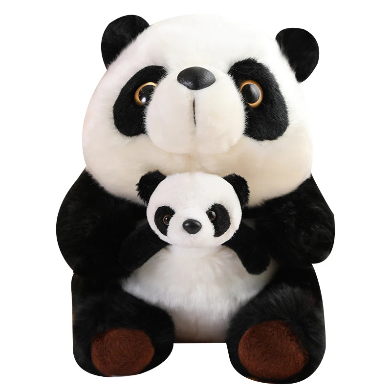 25/28/30cm Lovely Lying&Sitting Panda With Baby Bear Doll National Treasure Zoo Plush Toy Classic Elegant Gift For Friends