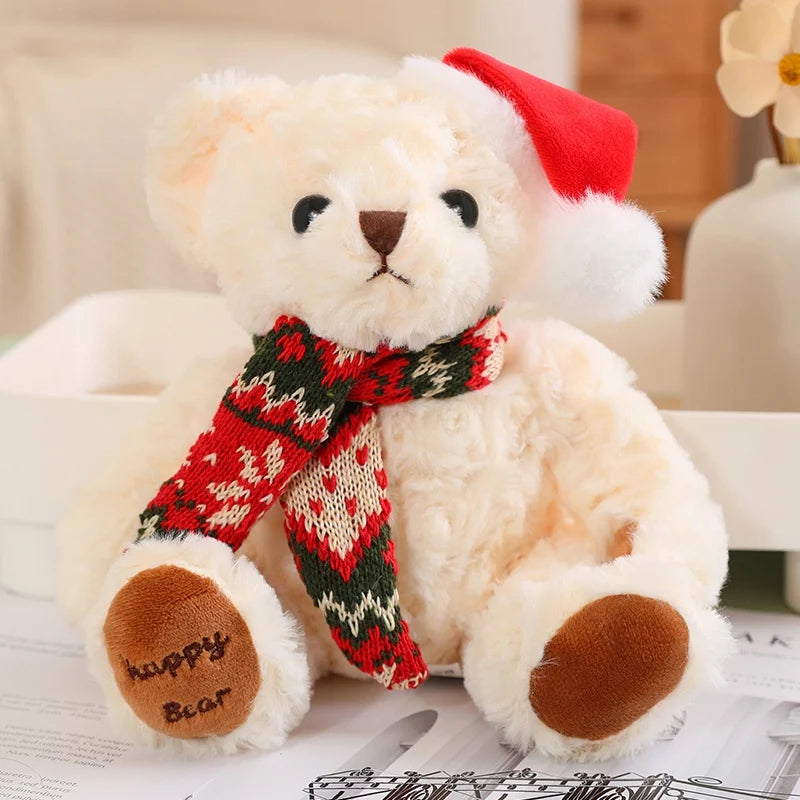 1pc 20cm Christmas Teddy Bear Dressing Up Soft Stuffed Animals Bear Plush Toys Doll For Kids Girlfriends Birthday Elegant Gift