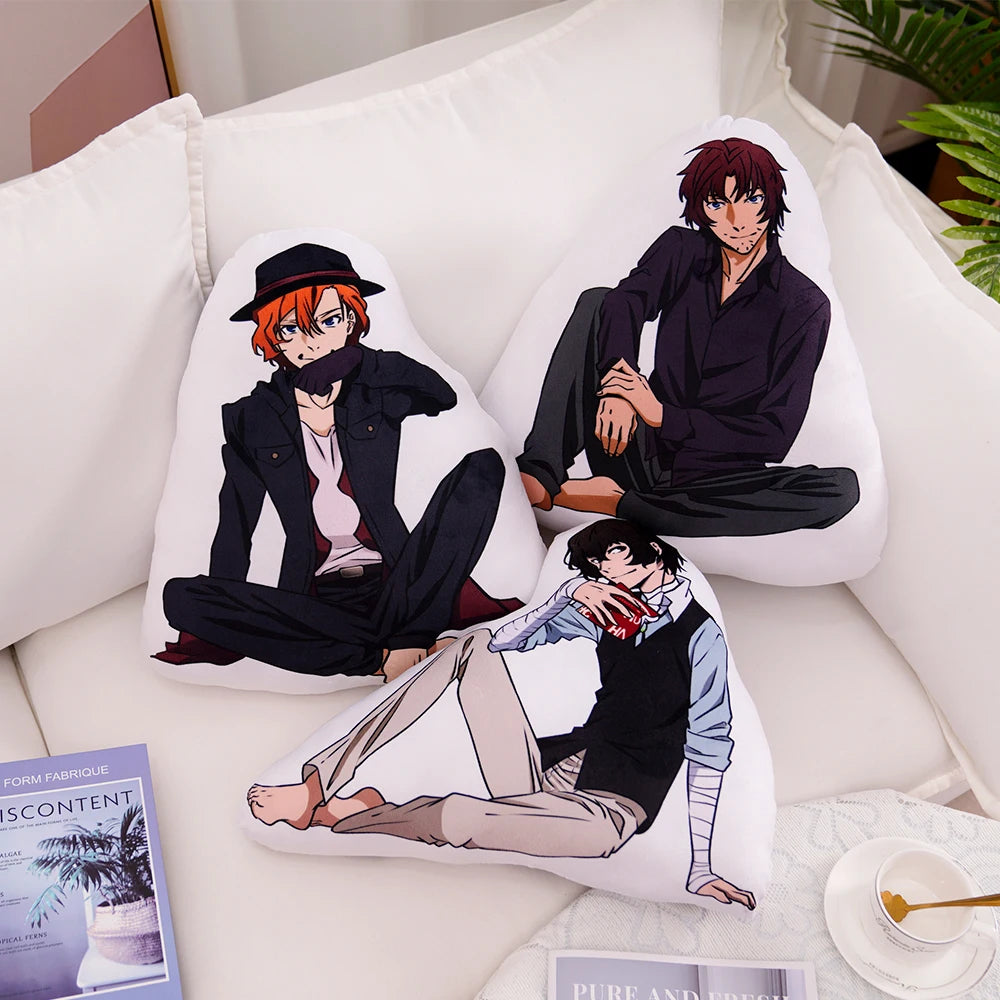 45cm Cute Bungo Stray Dogs Plush Toy Cute Anime Back Cushion Akutagawa Dazai Chuuya Bare Feet Plushies Hug Pillow Birthday Gift