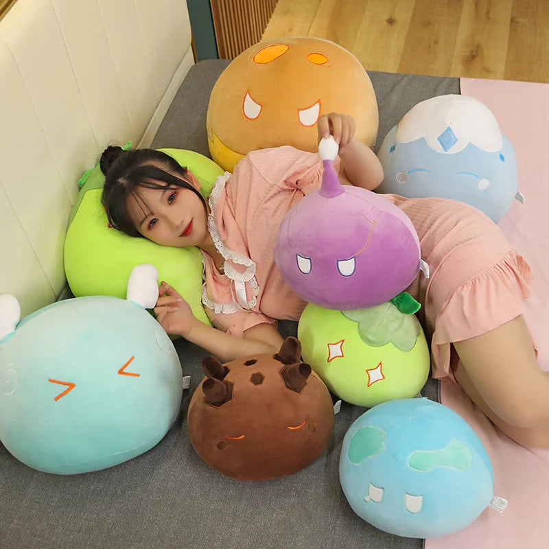 10cm Genshin Impact Slime Doll Stuffed Anime Plushies Kawaii Cute Soft Anemo Electro Pyro Slime Plush Toy Bag Pendant Keychain