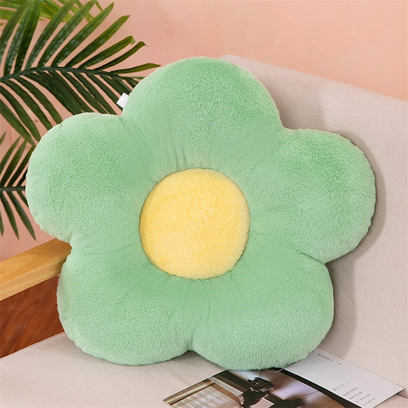 Winter Kawaii Colorful Flower Plush Pillow Soft Nap Office Classroom Chair Cushion Couch Pillow Bedroom