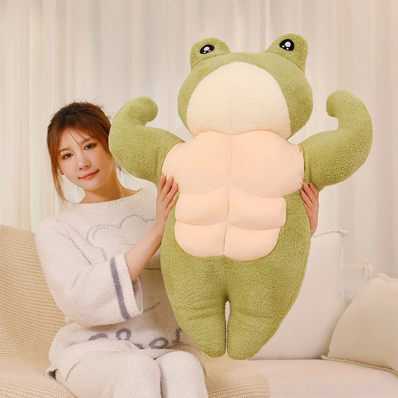 Kawaii Stuffed Strong Muscle Frog&Duck Toys Pillow Super Soft Animals Dolls Lover Girlfriend Appease Toy Home Sofa Cushion