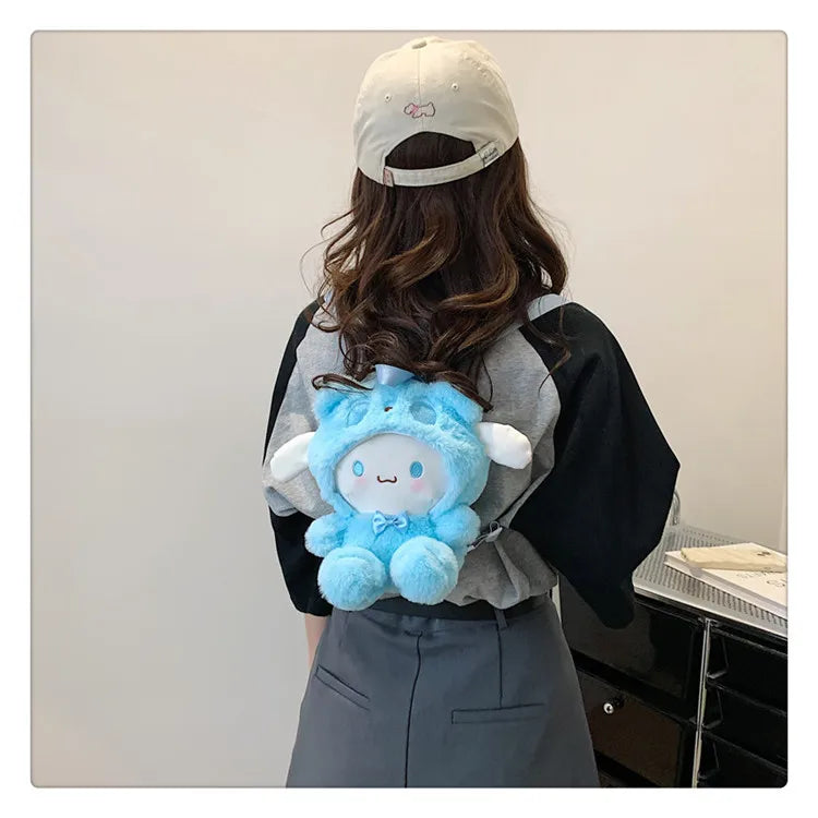 22Cm Kawaii Sanrio Plush Backpack Anime Kuromi Hello Kitty Cinnamoroll Plushie Bag Anime Cartoon Shoulder Backpacks Girl Gifts