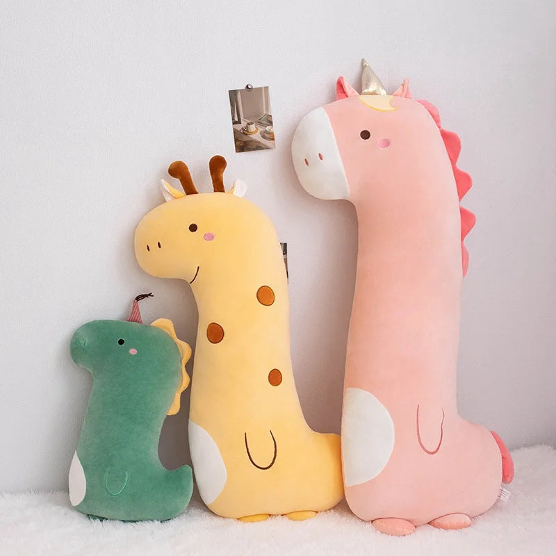 Long Squishy Unicorn Dinosaur Giraffe Kawaii Zoo Animal Plush Giant Pillow Soft Plushie Peluche Doll Kids Birthday Gift