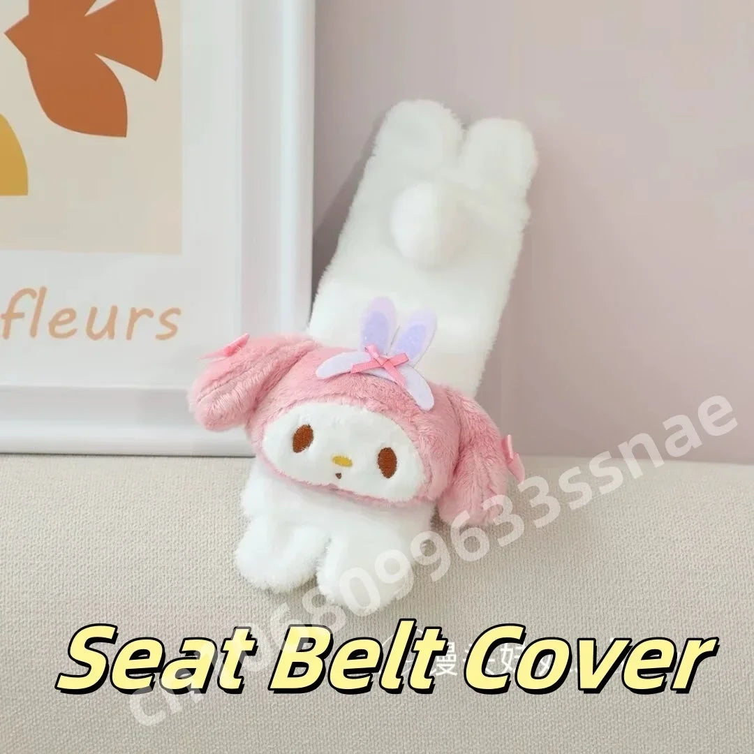 Sanrio Sweet Girl My Melody Back Cushion Headrest Seat Belt Cover Stuffed Anime Cuddly Pillow Sofa Bed Home Decor Xmas Gifts