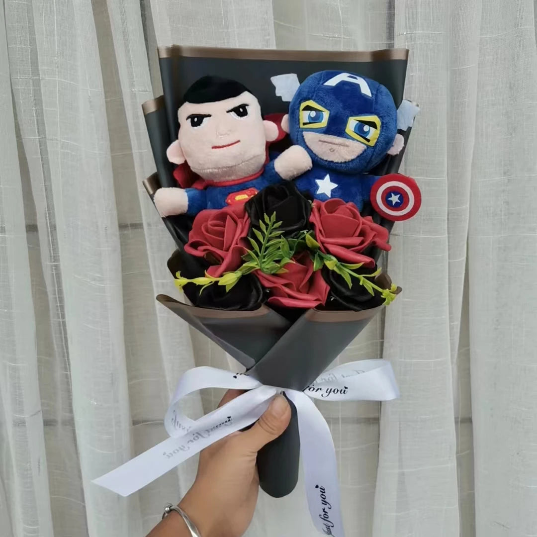 Man Spidermaned Plush Bouquet Movie Dolls Marvel Avengers Stuffed Hero Captain America Iron Christmas Valentine's Day Gifts