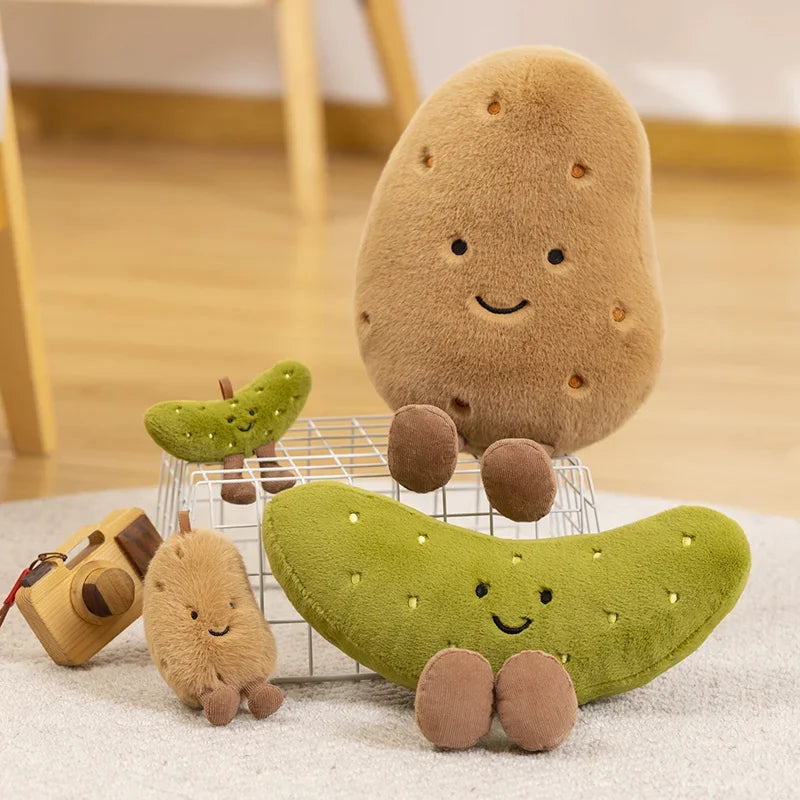 10/26cm Kawaii Potato Plush Toy Cute Sour Cucumber Dolls Plushie Stuffed Vegetable Toys Kids Baby Birthday Gift Valentine Easter