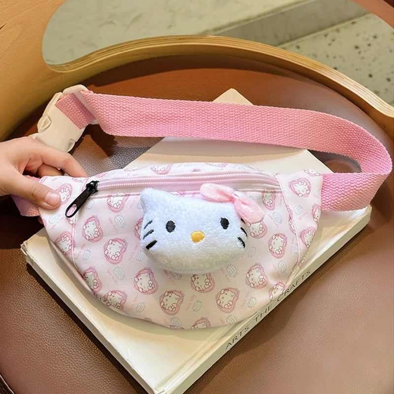 Kawaii Sanrio Cinnamoroll Chest Backpack Hello Kitty Kuromi Messenger Bag My Melody Waist Pack Mobile Phone Bag Purses Kid Gift