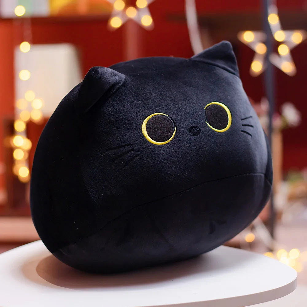 Kawaii Kitten Black Blue Cat Plush Toy Stuffed Squishy Animal Cat Pillow Nap Cushion Creative Birthday Gift for Kids Children