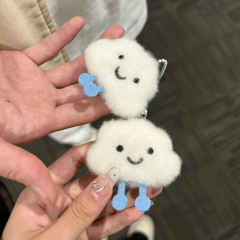 Cute Plush Cloud Doll Squeak Keychain Kawaii Fluffy Soft Stuffed Toy Backpack Charms Pendant Friendship Couple Gift For Kids