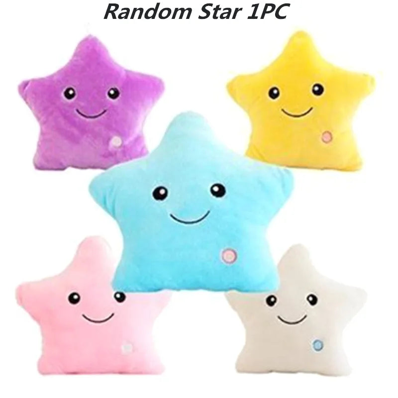 34CM Creative Toy Luminous Pillow Soft Stuffed Plush Glowing Colorful Stars Cushion Led Light Toys Gift For Kids Children Girls