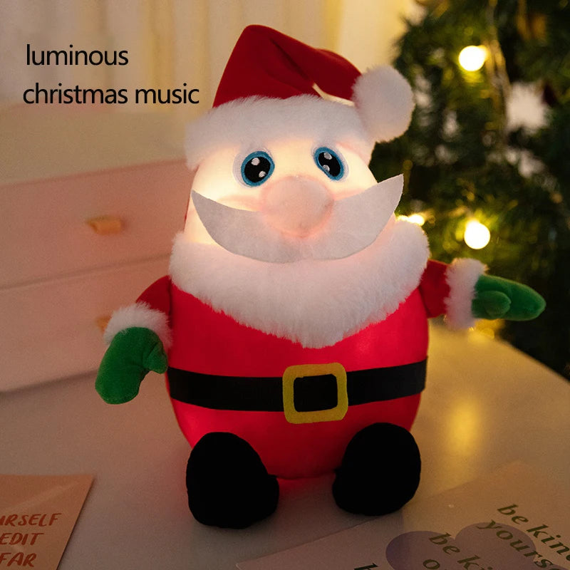 1pc Creative Christmas Luminous Santa Claus Elk Snowman Plush Stuffed Toys Lovely Sing Christmas Music Doll Happy New Year Gift