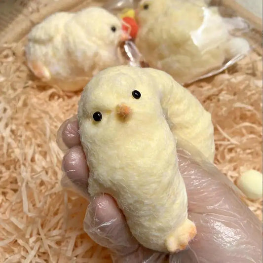 Yellow Big Chicken Plush TPR Decompression Pinching Toys Handmade Squi-shy Fidget Toys Cute Hen Chicks Taba Squeezing Gift Toy