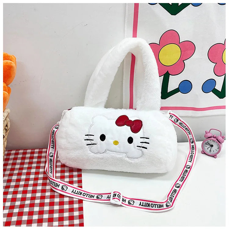 Kawaii Sanrio Plush Bag Kuromi Cinnamoroll Shoulder Ba Anime Plushies Handbag My Melody Messenger Backpack Phone Storage Gifts