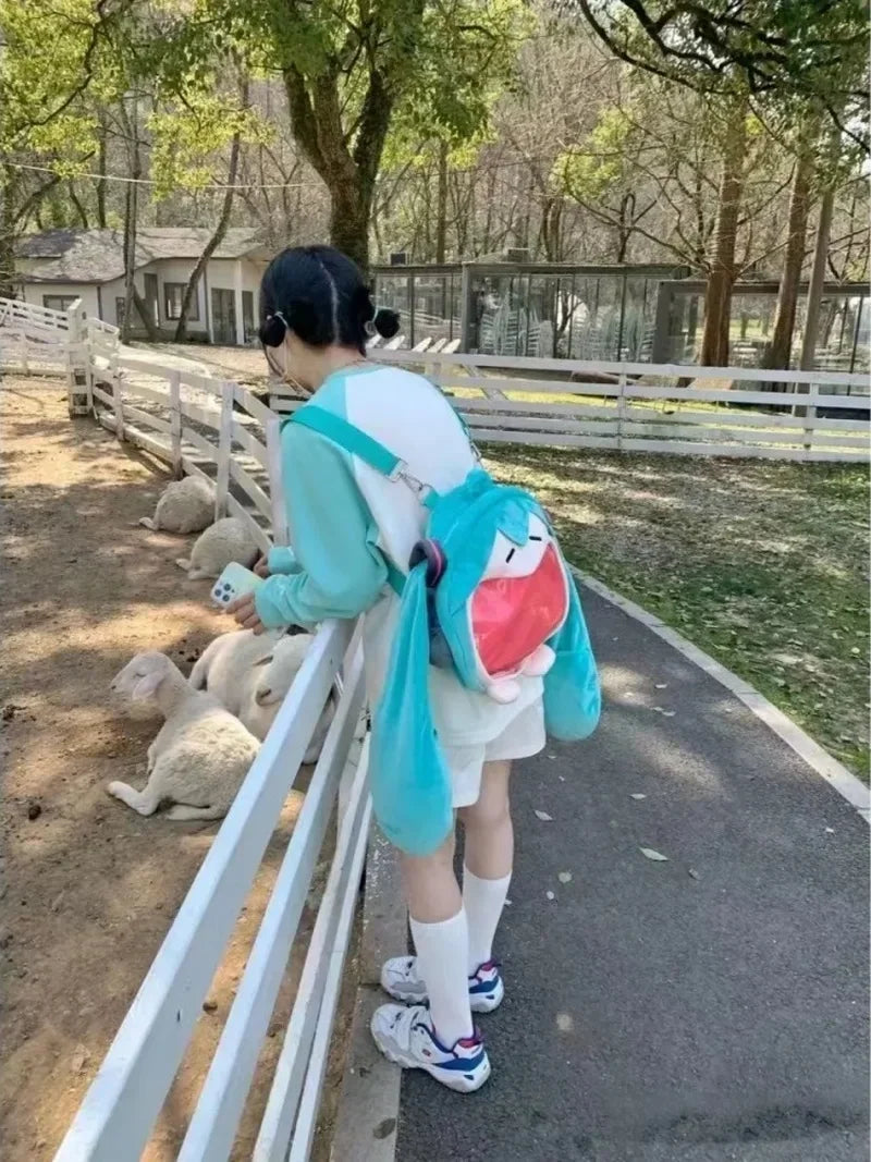 Hatsune Miku Shoulder Bag Backpack Cute Anime Girl Plush Cartoon Kawaii Knapsack Student Bag Packet For Kids Gifts Toys