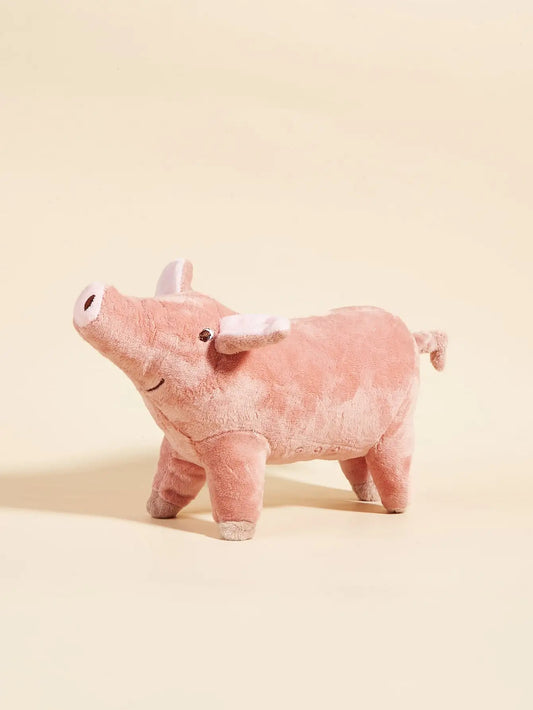 A cute pig design pet teeth grinding plush toy, bite resistant interactive dog toy supply