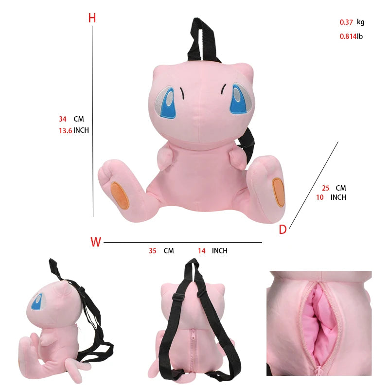 15 Styles Anime Mario Koopa Backpack Pokemon Charizard Mimikyu Eevee Snorlax Gengar Mew Plush Stuffed Toys Cartoon Peluche Dolls