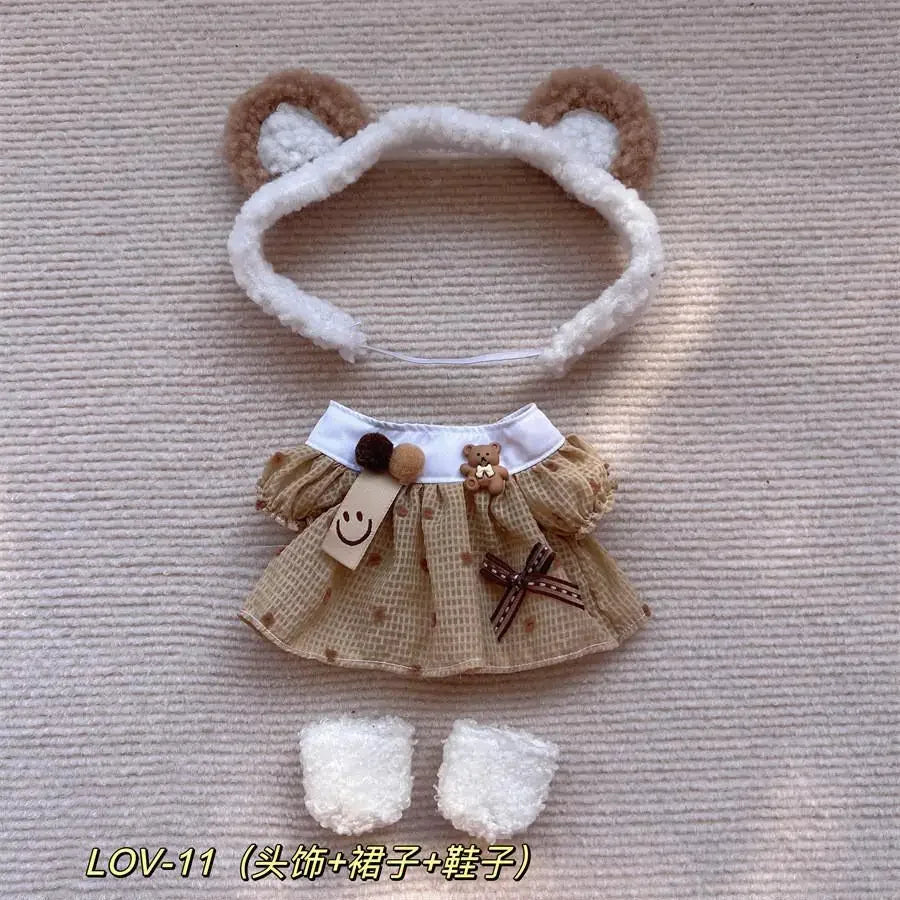 For Baby Three/20cm Rompers Cartoon Doll Replacement Outfit cotton doll baby clothes strap skirt no doll