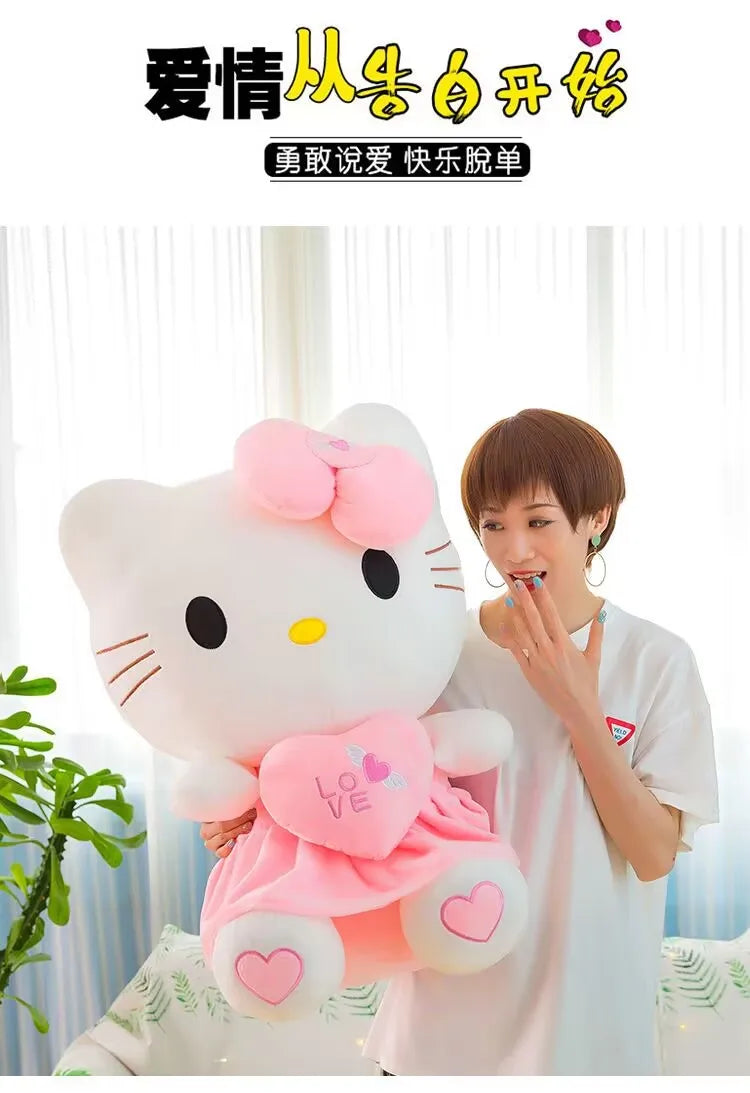 20-70cm Big Size Sanrio Plush Hello Kitty Plush Room Decor Plushies Sanrio Dolls Hello Kitty Stuffed Animal Toy Ragdoll Kid Gift