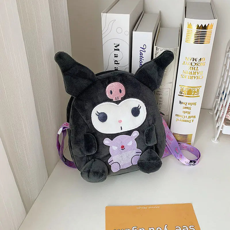 Kawai Sanrio Backpack Cute Kuromi Cinnamoroll Pompompurin My Melody Cute Plush Toy Mobile Phone Bag Girl Christmas Birthday Gift