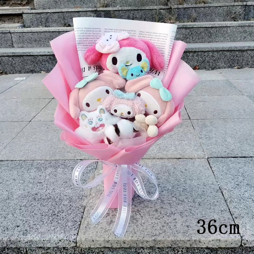 Anime Hello Kitty Kuromi Plush Doll Toy Cinnamoroll Sanrioed Anime Doll Toy Bouquet Valentine's Day Birthday Christmas Gift