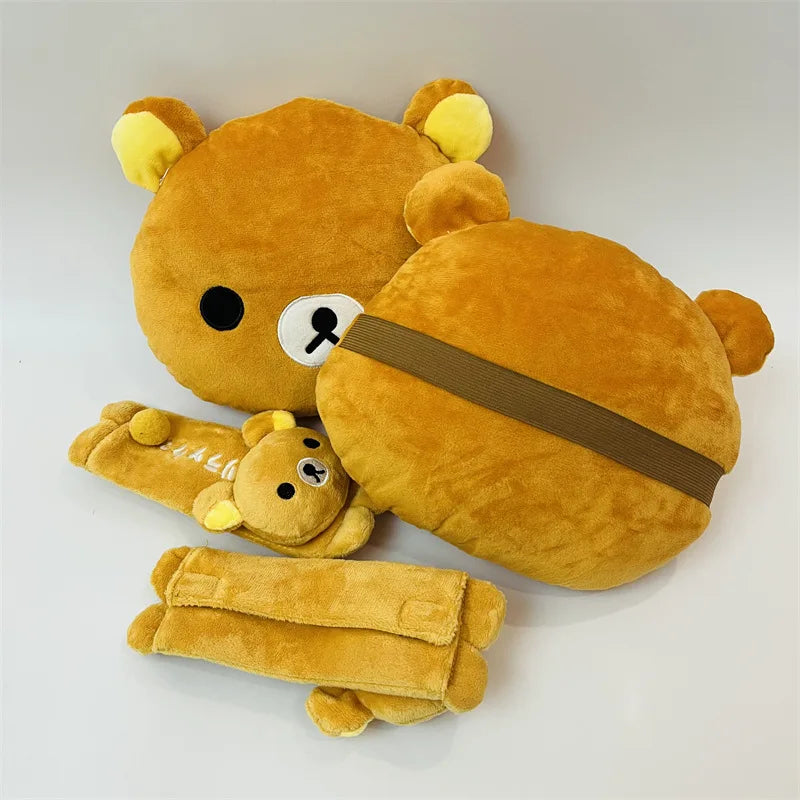 Kawaii Rilakkuma Plush Toy Cute Small Animals Soft Bear Stuffed Doll Car Neck Headrest Pillow Safety Belt Shoulder Kid Gifts