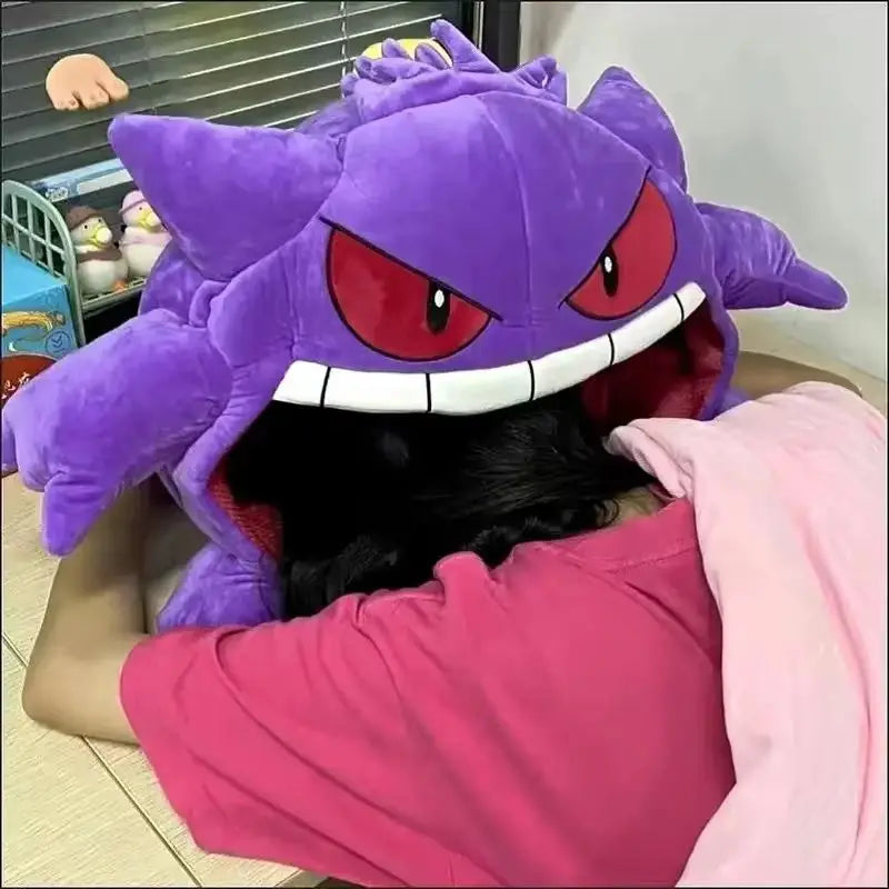 New Hot 130cm Pokemon Gengar Big Tongue Plush Anime Peripheral Big Size Gengar Sleep Pillow Dual Purpose Nap Blanket Stuffed Toy