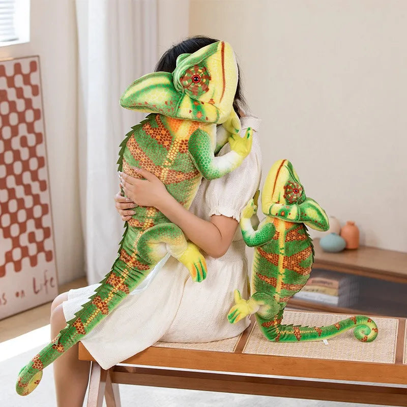 80CM/110CM Simulated Mane Lizard Doll Lifelike Chameleon Plush Toy Creative Boy Pillow Doll Birthday Gift Rag Doll