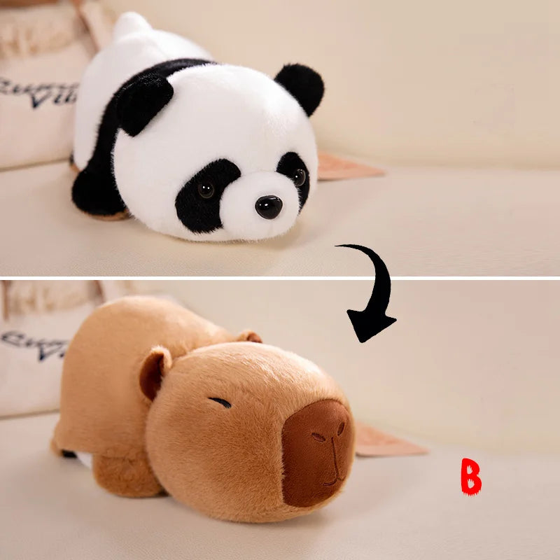 TreasuringU Flip Panda Plush Toy Double-Sided Flip Capybara Toys Red Panda Fluffy Dolls Soft Animals Plushie Kids Birthday Gifts