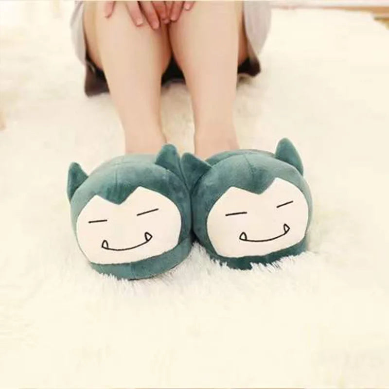 Anime Pokemon Cotton Warm Slipper Pikachu Gengar Snorlax Autumn Winter Indoor Shoes Stuffed Dolls Women Plush Home Slippers