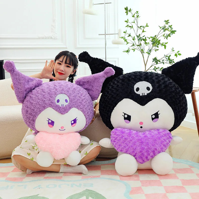 55cm Sanrio Kuromi Plush Toys Soft Filling Plush Doll Girl's Bed Companion Sleeping Room Decoration Doll Gifts for Kids