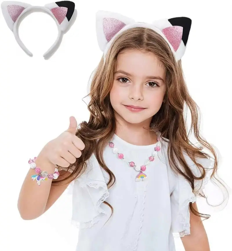 New Hot Gabby Dollhouse Headband For Girls Birthday Party Headbands With Cute Ear Cartoon  Headpiece Halloween Hair Accessories