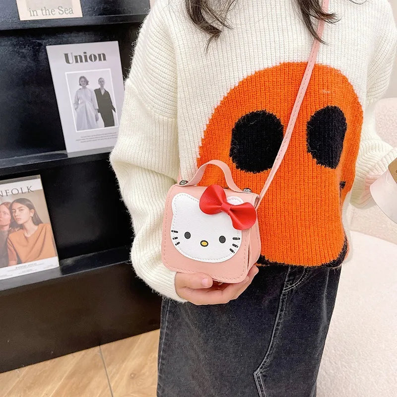 Sanrio Hello Kitty Kawaii Cute PU Shoulder Bag New Fashion Trendy Women's Crossbody Bag with Bow Perfect Gift for Girlfriend