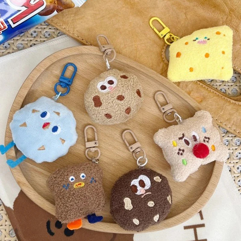 Plush Plush Biscuit Key Chain Cartoon Wacky Car Bag Pendant Trinkets Gifts Korean Style Accessories Cookie Chocolate Key Ring