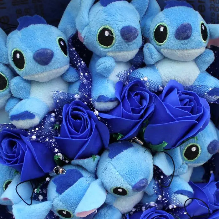 Disney Lilo Stitch Cartoon Flower Bouquet Plush Doll Kawaii Stitch Graduation Bouquet Toy Valentine Birtdhay Wedding Party Gift