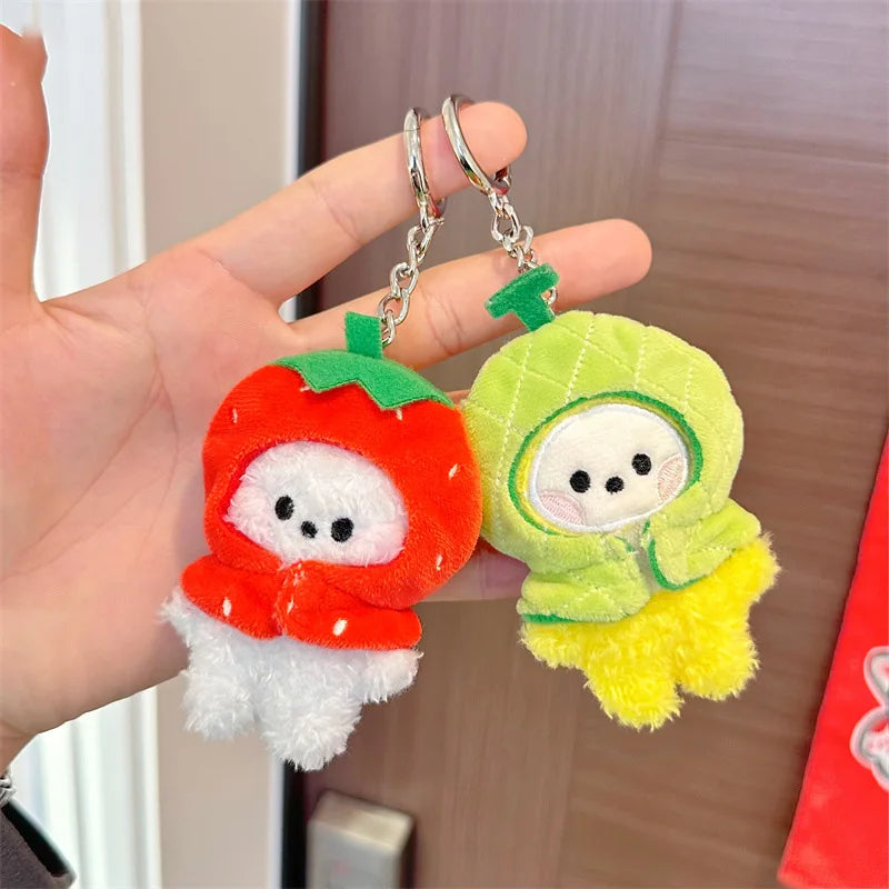 Kawaii BT21 Fruit Head Cover Series Plush Pendant Anime Cute Cartoon Bag Pendant Accessories Plush Keychain Birthday Gift