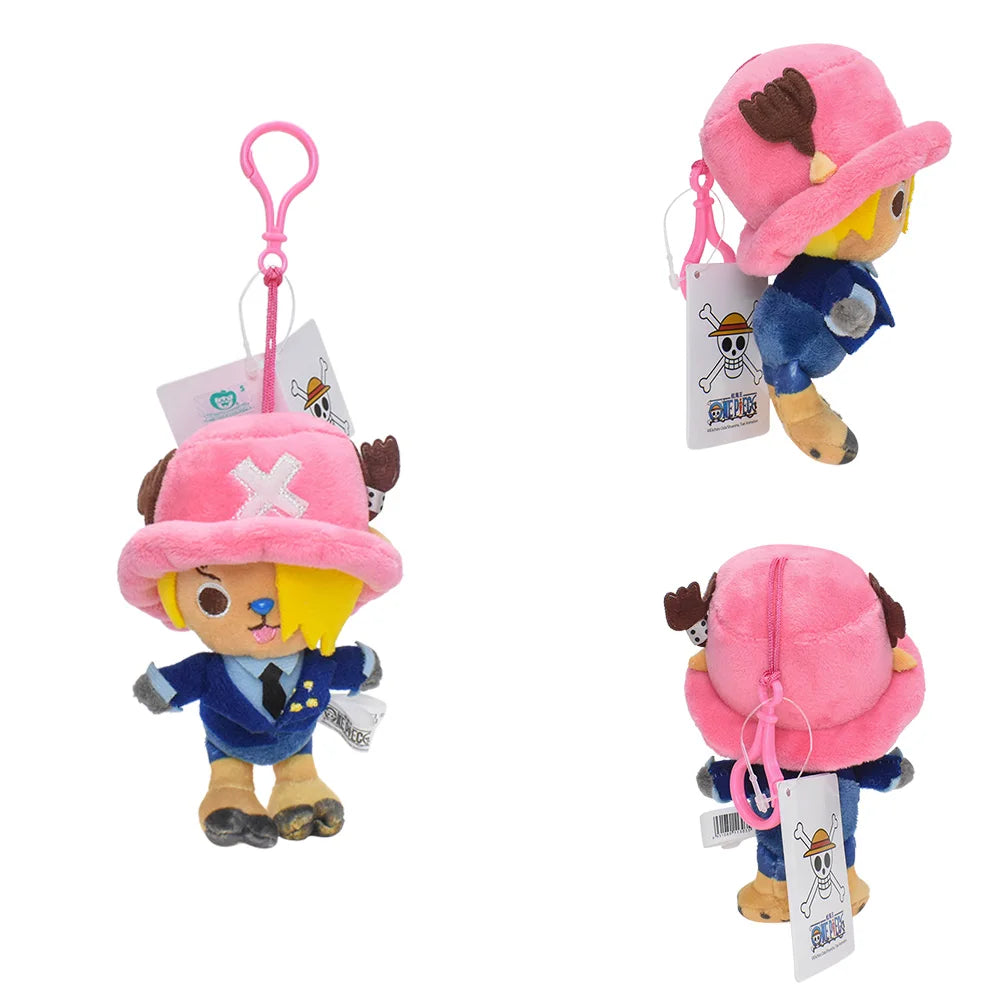 12cm Anime One Piece Original Plush Pendant Doll Luffy Toy Tony Chopper Laboon Sabo Keychain Soft Stuffed Backpack Ornaments Toy