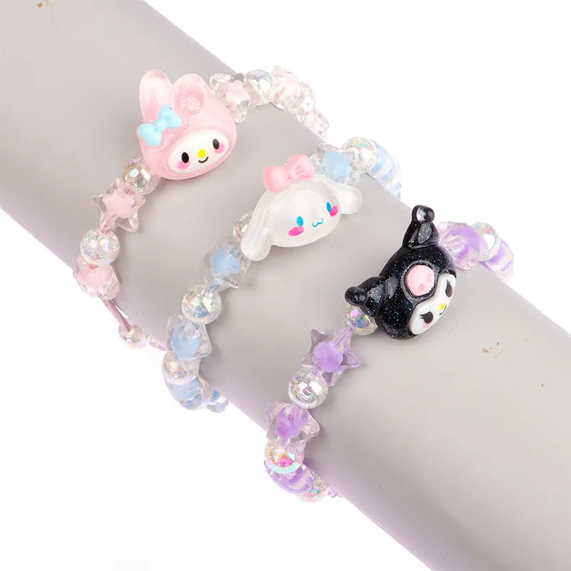 Anime Sanrio Crystal Bracelet - Kuromi My Melody Cinnamoroll Cartoon Couple Leather Band