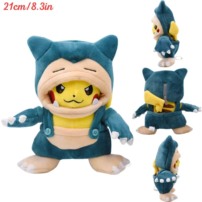 Pokemon Pikachu Cosplay Plush Toys Charizard Snorlax Garchomp Tyranitar Hydreigon Anime Eevee Lapras Morpeko Peluche Doll Gifts