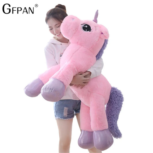 Giant Size 110/60cm Kawaii Unicorn Plush Toy Soft Stuffed Popular Cartoon Doll Animal Horse High Quality Toys For Children Girls