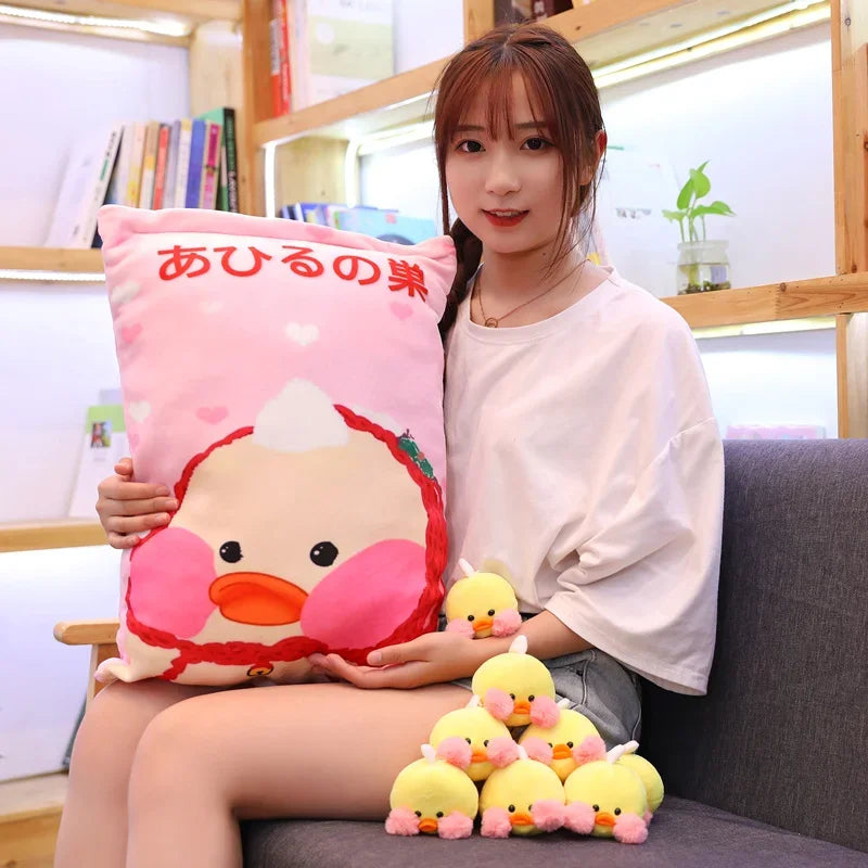 8pcs Kawaii LaLafanfan Cafe Duck Plush Balls Bag Snack Toy Soft Cartoon Animal Duck Stuffed Doll Sofa Pillow Girlfriend Kid Toys